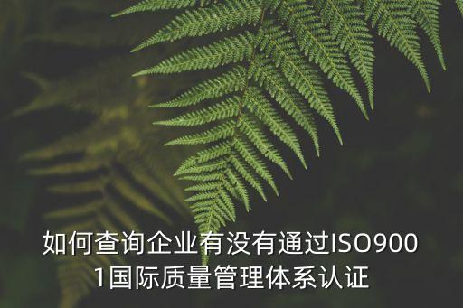 如何查詢企業(yè)有沒有通過ISO9001國際質量管理體系認證